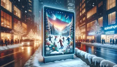 Ponto nº Front-light: Campanhas visuais que ressaltam a neve e as atividades típicas da temporada de inverno.